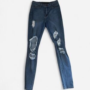 Fashion Nova Distressed Skinny Jeans - Blue